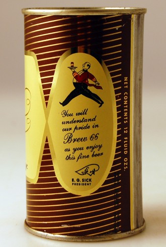 1950s WASHINGTON Seattle Sicks BREW 66 BEER Metallic 4% 11oz Label 